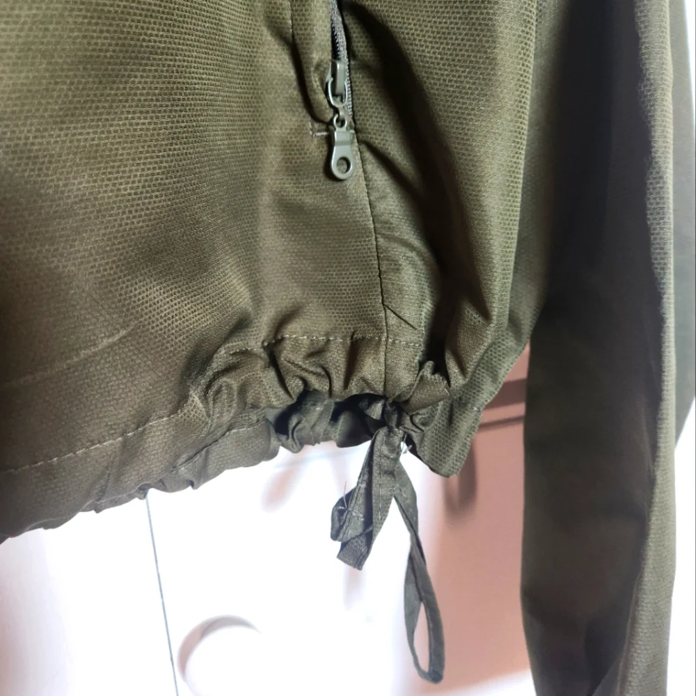 AVIA CROPPED WOMENS PULLOVER WINDBREAKER OLIVE GREEN HOODIE- SIZE MEDIUM - Picture 8 of 10